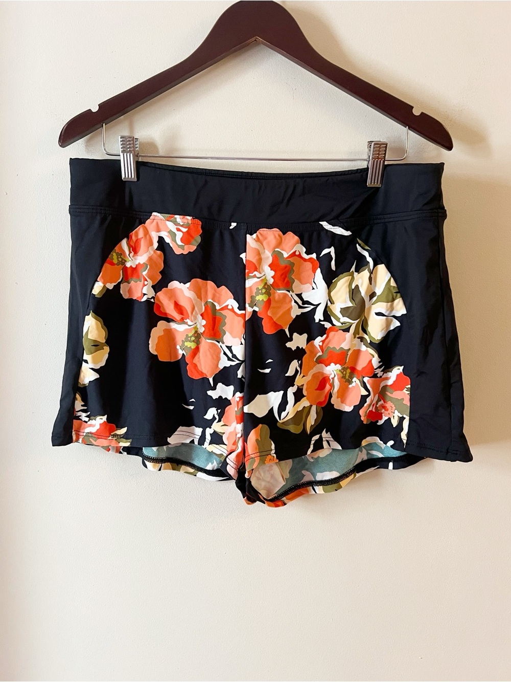 Sea Level Swim Black Peach Pink Swim Shorts Size 10